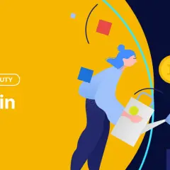 Ilustracja: kobieta podlewa drzewko z monetami bitcoin.