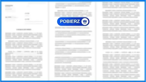 Rozmyty dokument z przyciskiem "POBIERZ" i ikoną koszyka.